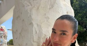 Dua Lipa celebrates her birthday in Alexis Bittar’s signature Molten Gold