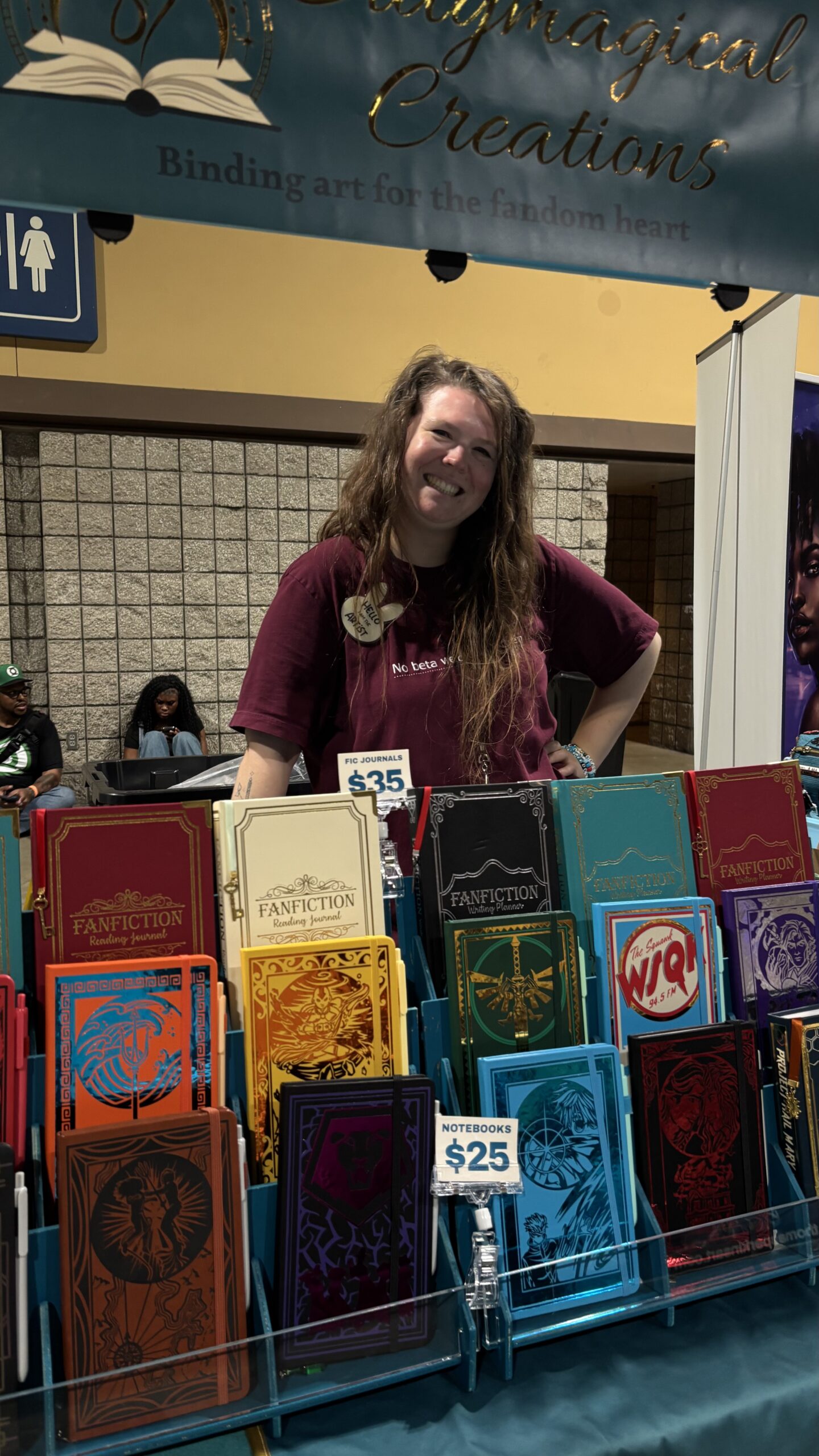 Mores behind her books